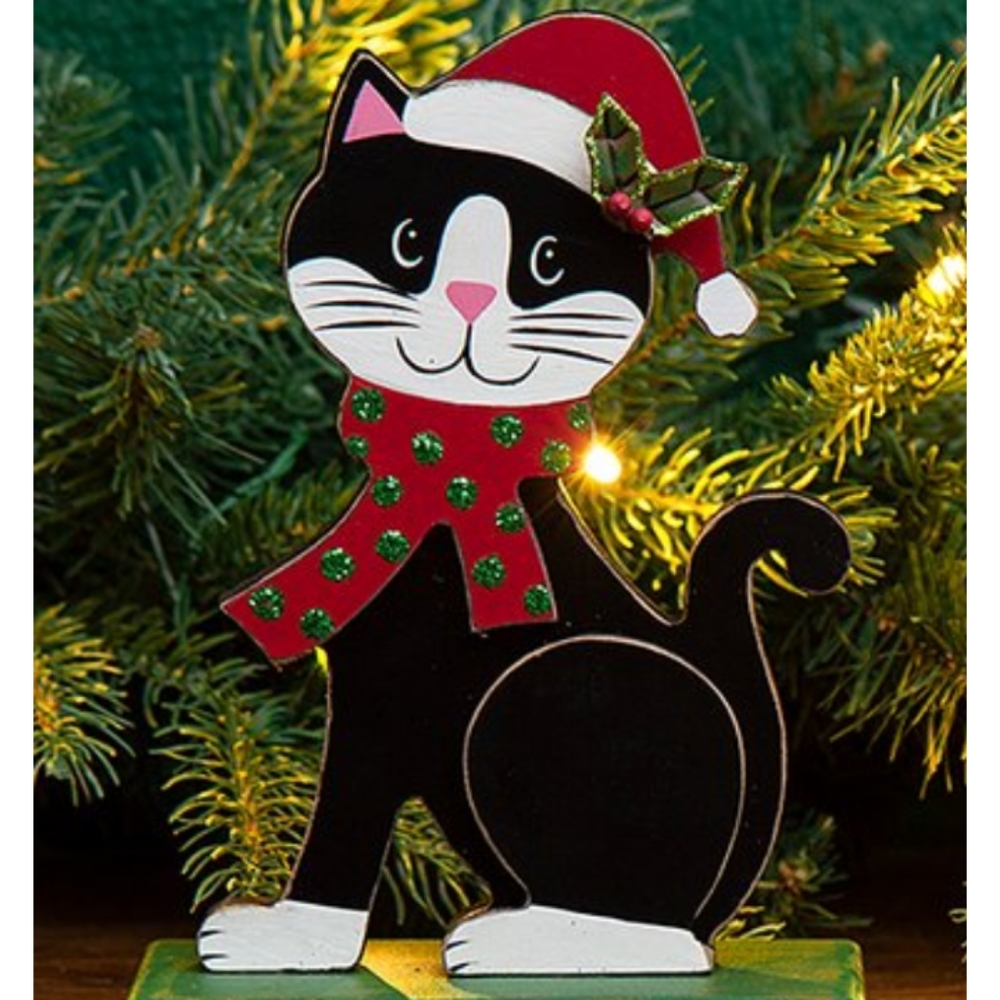 Rare Black & White Cat Christmas Stocking Holder